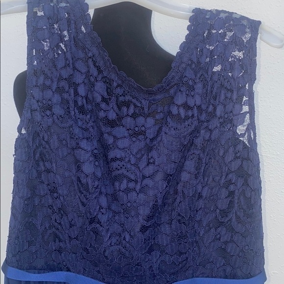 Navy Cap Sleeve David’s Bridal Bridesmaids Dress - Picture 7 of 16